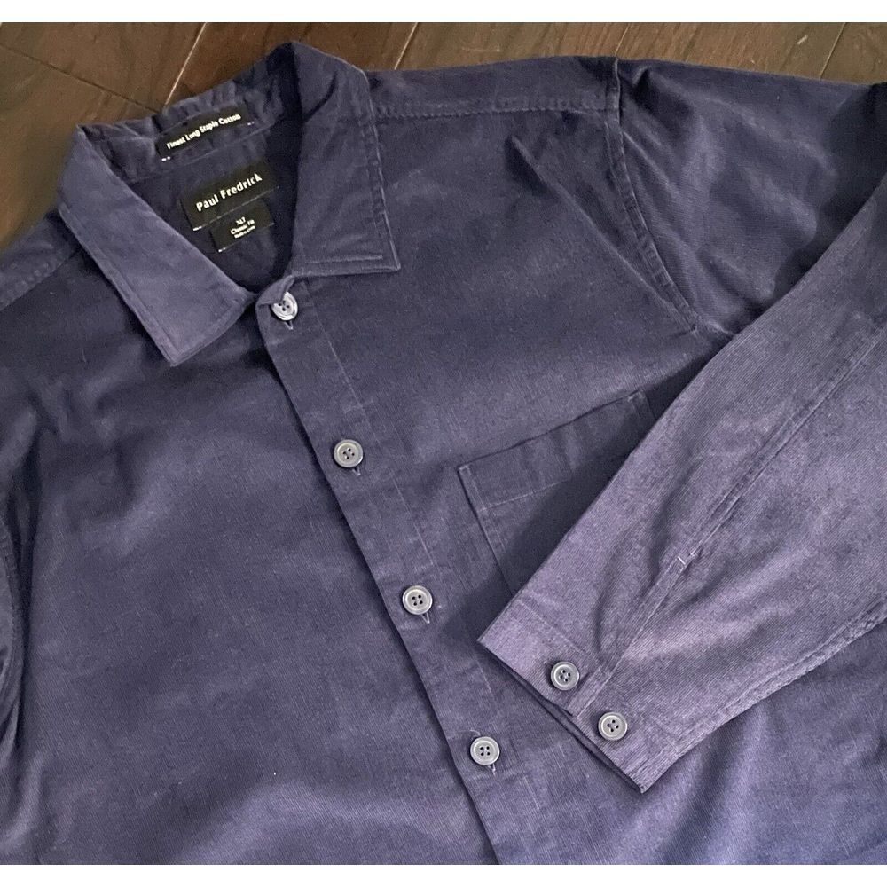 Paul Frederick Blue Long Sleeve Button Down Corduroy XLT Heavy Shacket